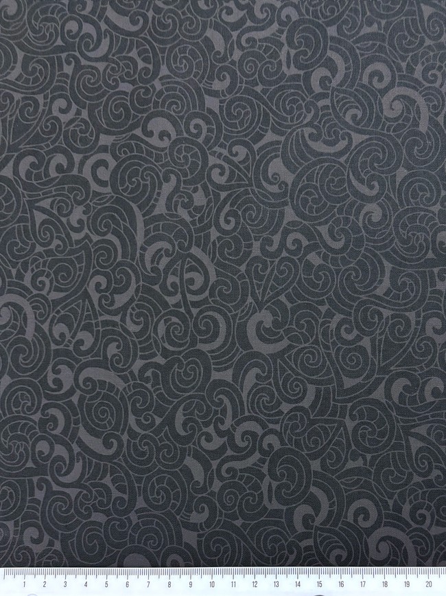 Black & Charcoal Moko Design Kiwiana Cotton