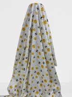 Honey Bees on White Winceyette