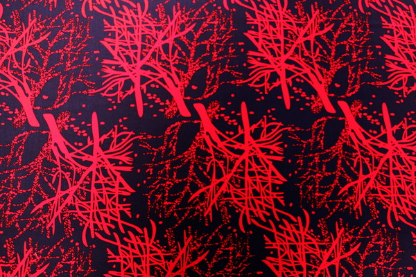 Navy & Red Tree Printed Rayon