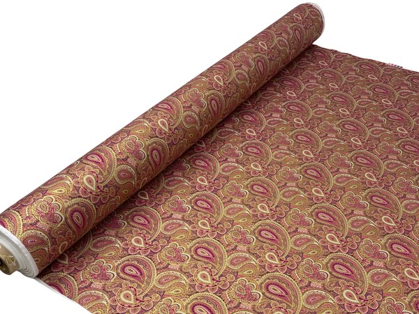 Foiled Paisley Design on Magenta Pink Cotton