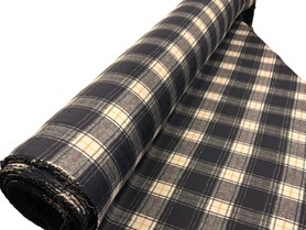 Navy Double-Faced Checked Wool Blend