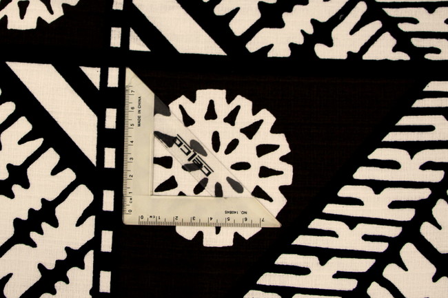 Dark Brown & Black Tapa Design on Ivory Dobby Cotton