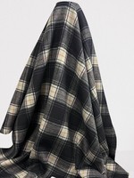 Navy Double-Faced Checked Wool Blend