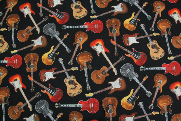 Guitars Printed Cotton