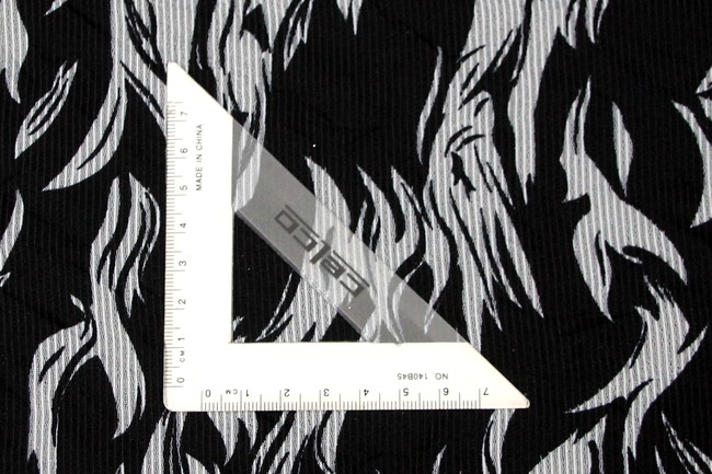 Black & White Flame Self Striped Printed Chiffon