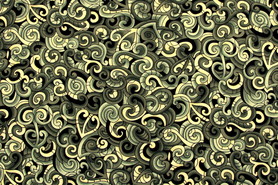 Multi Green Toned Moko Design Kiwiana Printed Cotton