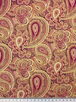 Foiled Paisley Design on Magenta Pink Cotton