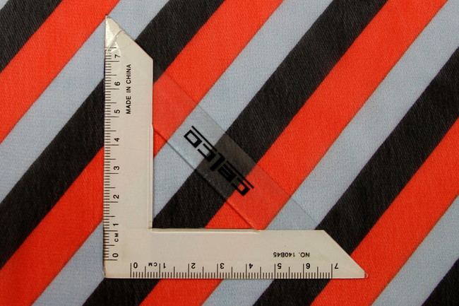 Flame, Grey & Black Diagonal Striped Chiffon