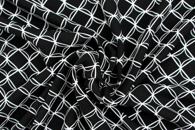 Classic White Circles on Black Rayon