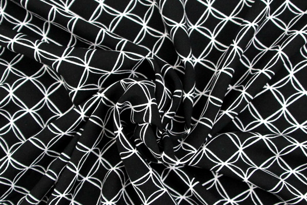 Classic White Circles on Black Rayon