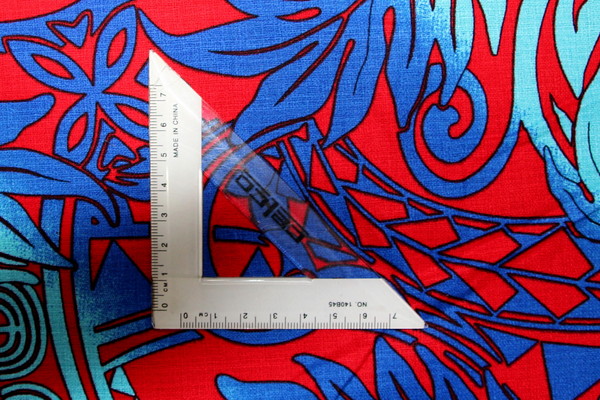  Royal & Aqua on Red Variegated Island Palms Cotton Dobby