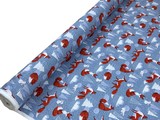 Foxes & Rabbits on blue Winceyette