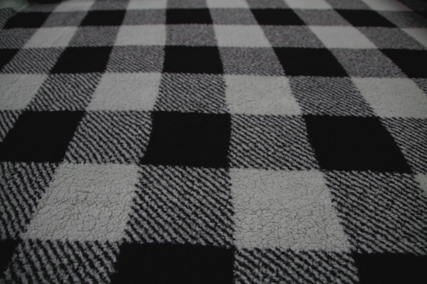 Grey & Black Checked Sherpa