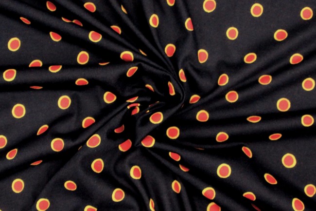 Red Dots on Darkest Navy T-Shirt Knit