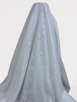 White Floral & Diamond Design Broderie Anglaise Cotton