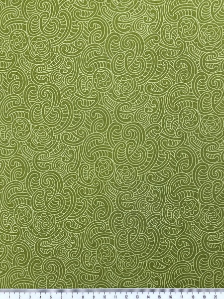 Green on Green Ponga Koru Design Kiwiana Cotton