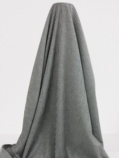 Charcoal & Ivory Mini Striped Linen Cotton Shirting