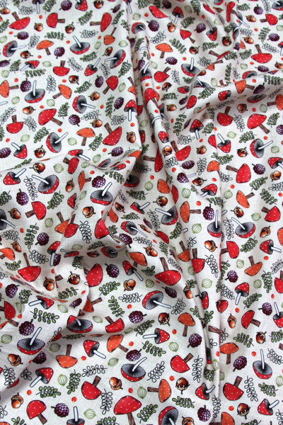 Nature Trail (Mushrooms) on Cream Premium Cotton