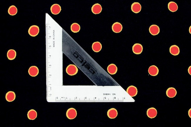 Red Dots on Darkest Navy T-Shirt Knit