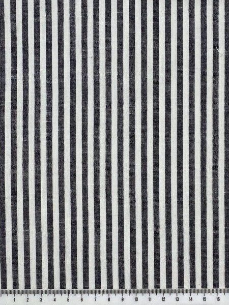 Charcoal & Ivory Striped Linen Cotton Shirting