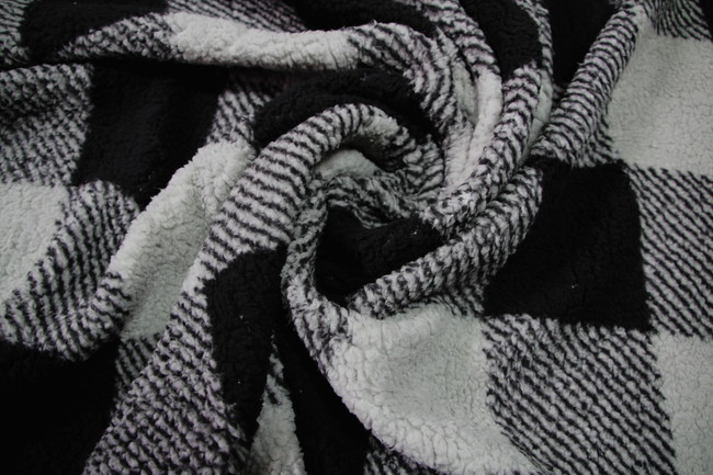 Grey & Black Checked Sherpa