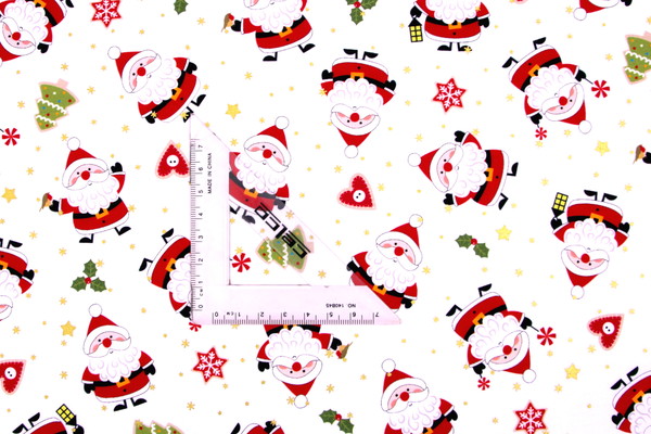 Little Santa on White Premium Printed Cotton