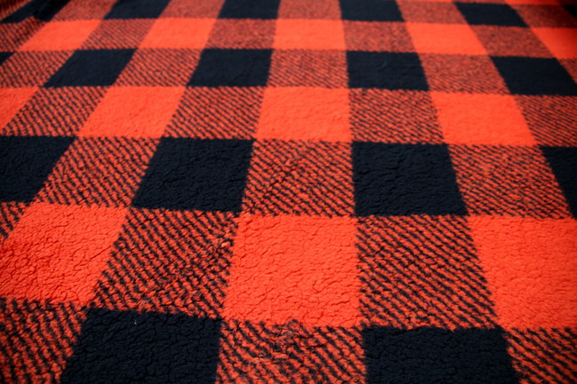 Burnt Orange & Black Checked Sherpa