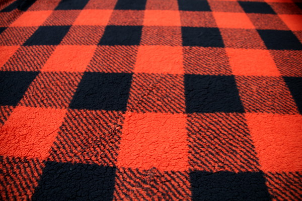 Burnt Orange & Black Checked Sherpa