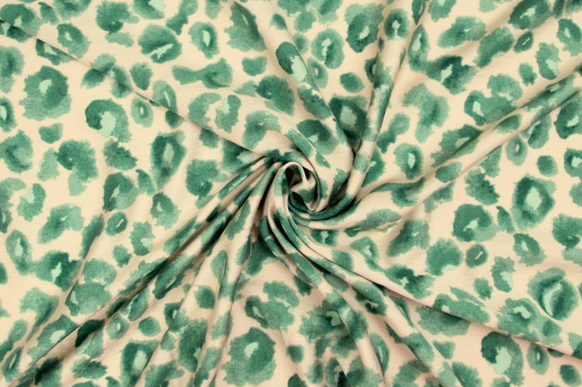 Leopard Print in Green & Beige Tones Printed Bamboo Cotton Blend