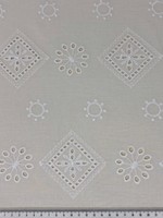 White Floral & Diamond Design Broderie Anglaise Cotton
