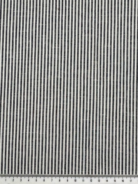 Charcoal & Ivory Mini Striped Linen Cotton Shirting