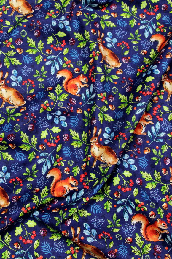 Nature Trail on Navy Premium Cotton
