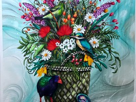 Basket & Blooms Native Birds Panel