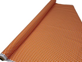 White Polka Dots on Bright Orange Printed Cotton