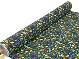 NZ Birds & Plants on Charcoal Printed Cotton