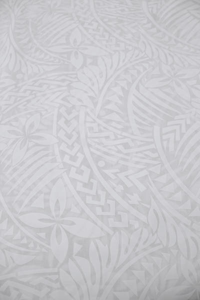 Petals & Palms - White on White Pasifika Polycotton