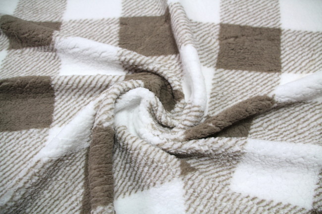 Fawn & Black Checked Sherpa