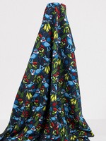 Tui & NZ Plants on Charcoal Printed Cotton