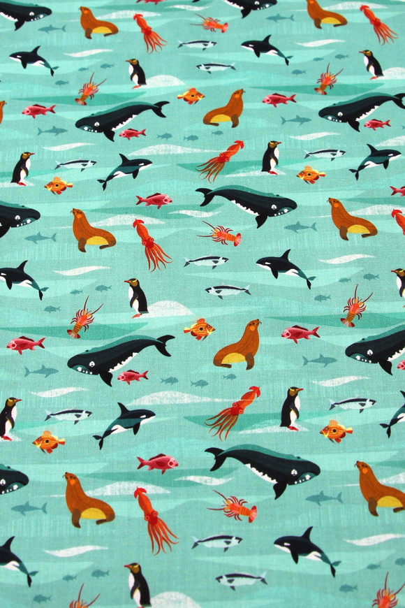 Ocean Life, Land & Sea Premium Cotton