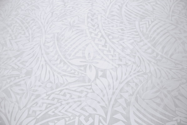 Petals & Palms - White on White Pasifika Polycotton