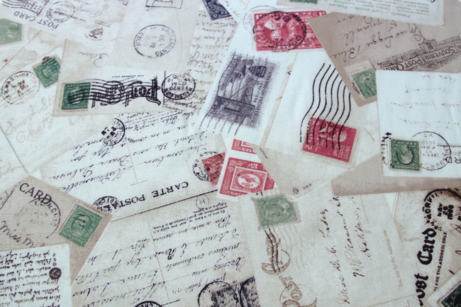 Vintage Postcards Printed Cotton