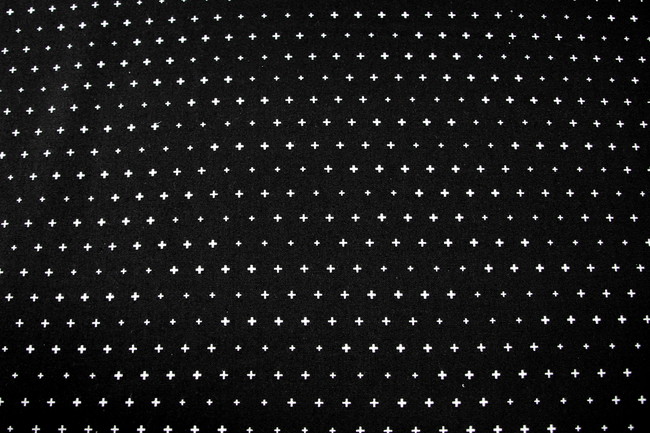 Simply White on Black (Crosses) Premium Cotton