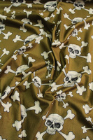 Skull & Cross Bones on Khaki Printed Cotton