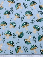 Toadstools on Blue Winceyette