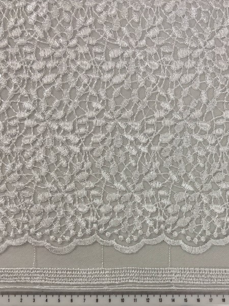 White Leaves Scalloped Corded Lace