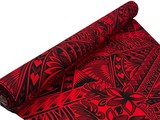 Burgundy and Black on Red Pacific Island Cotton