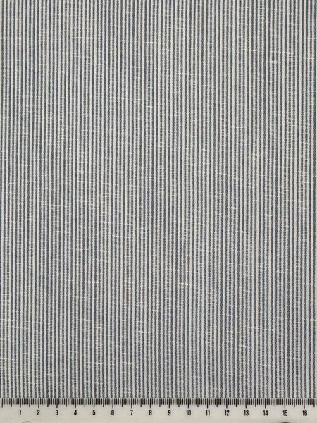 Pale Blue Denim & Ivory Micro Striped Linen Cotton Shirting