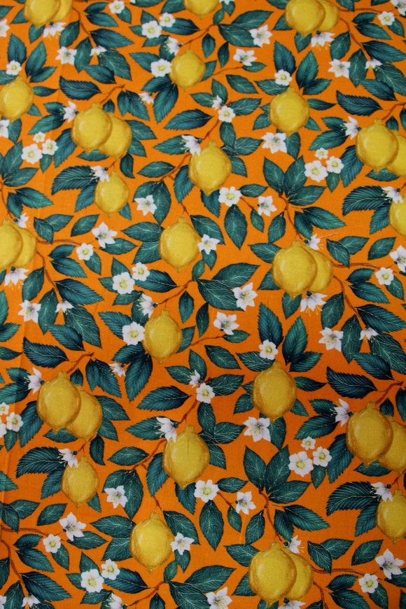 Just Fruit: Lemons on Gold Premium Cotton