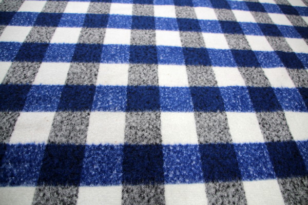 Brushed Checked Wool; Royal, Black & Ivory