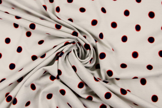 Royal Blue Dots on Stone T-Shirt Knit